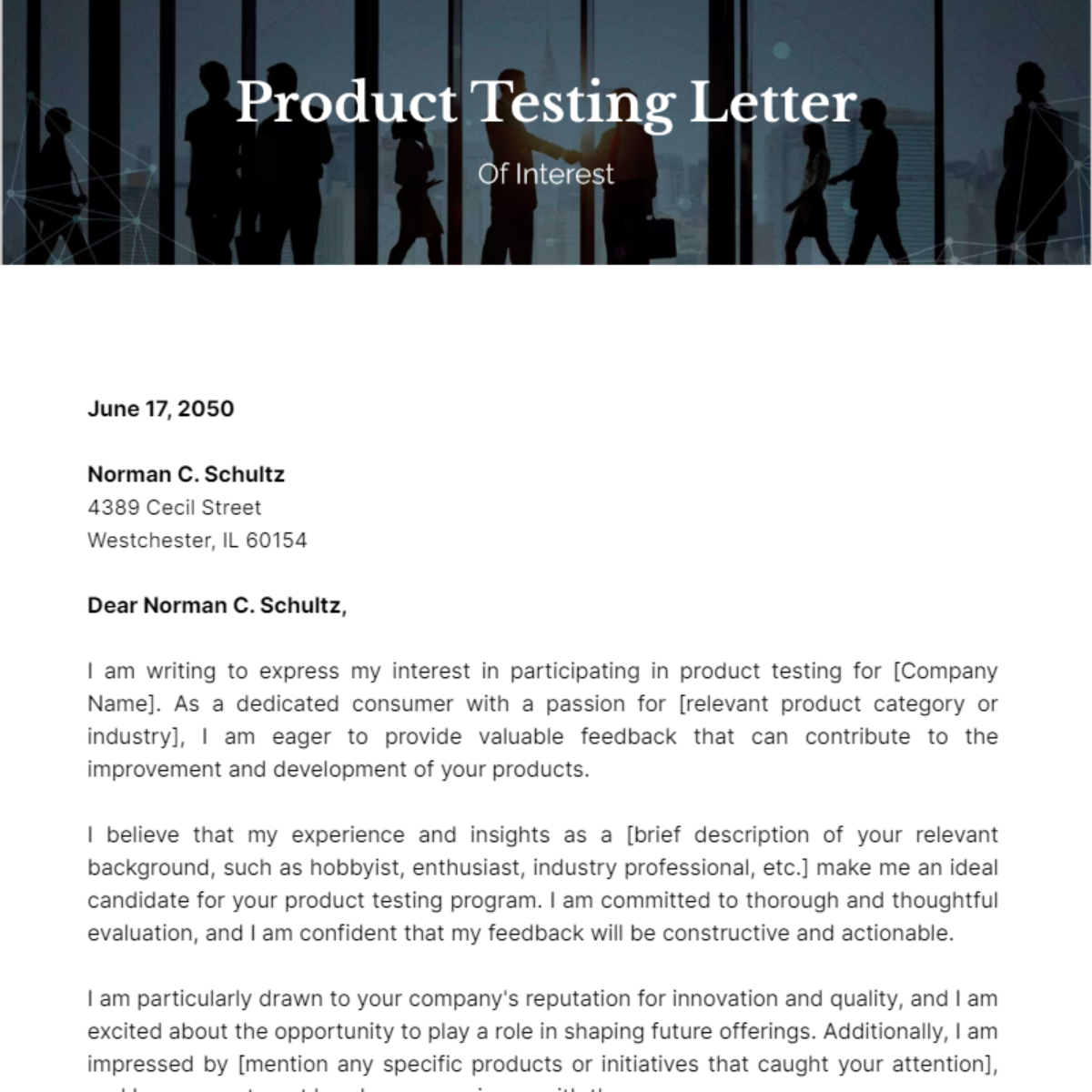 Product Testing Letter of Interest Template