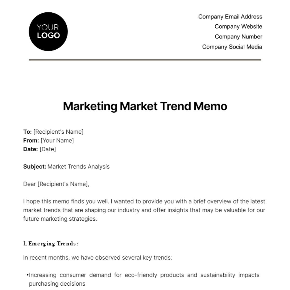 Marketing Market Trend Memo Template