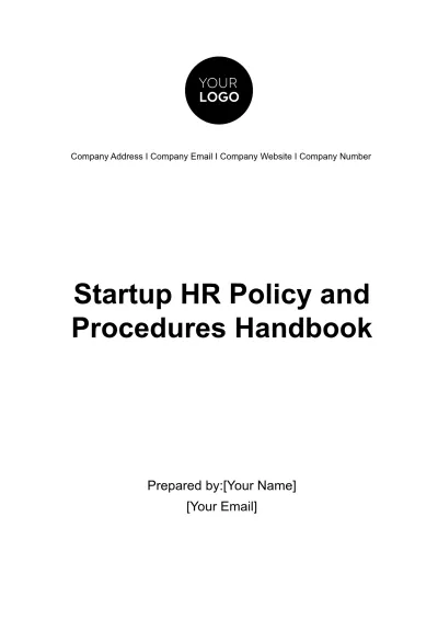 Free Startup HR Policy and Procedures Handbook Template to Edit Online