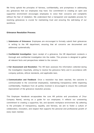Free Startup HR Policy and Procedures Handbook Template to Edit Online