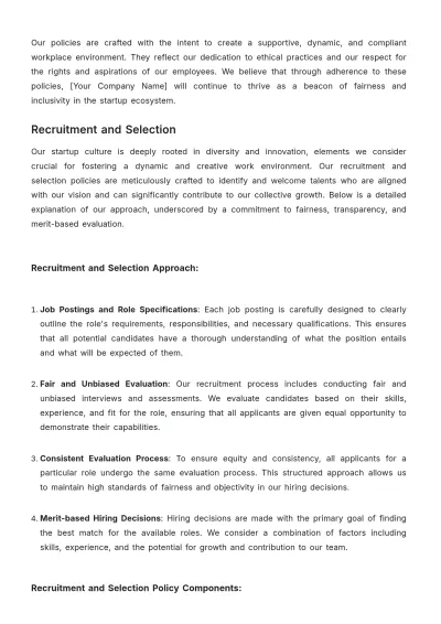 Free Startup HR Policy and Procedures Handbook Template to Edit Online