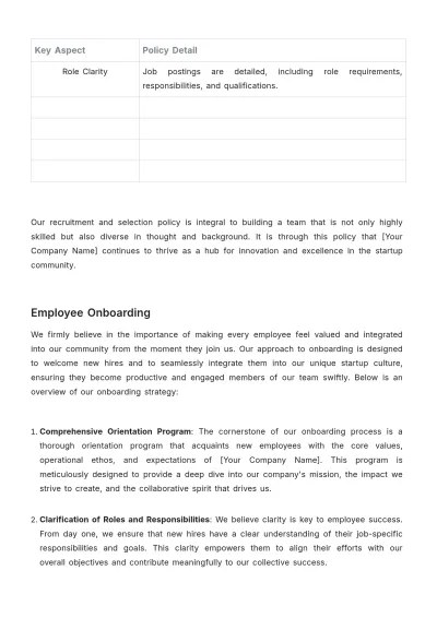 Free Startup HR Policy and Procedures Handbook Template to Edit Online