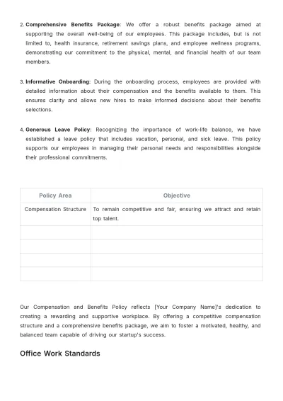 Free Startup HR Policy and Procedures Handbook Template to Edit Online