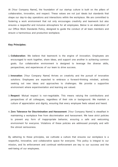 Free Startup HR Policy and Procedures Handbook Template to Edit Online
