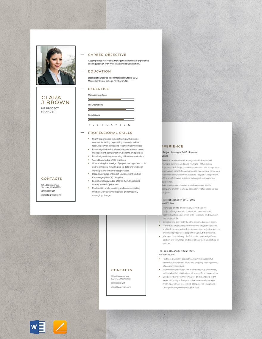 HR Project Manager Resume