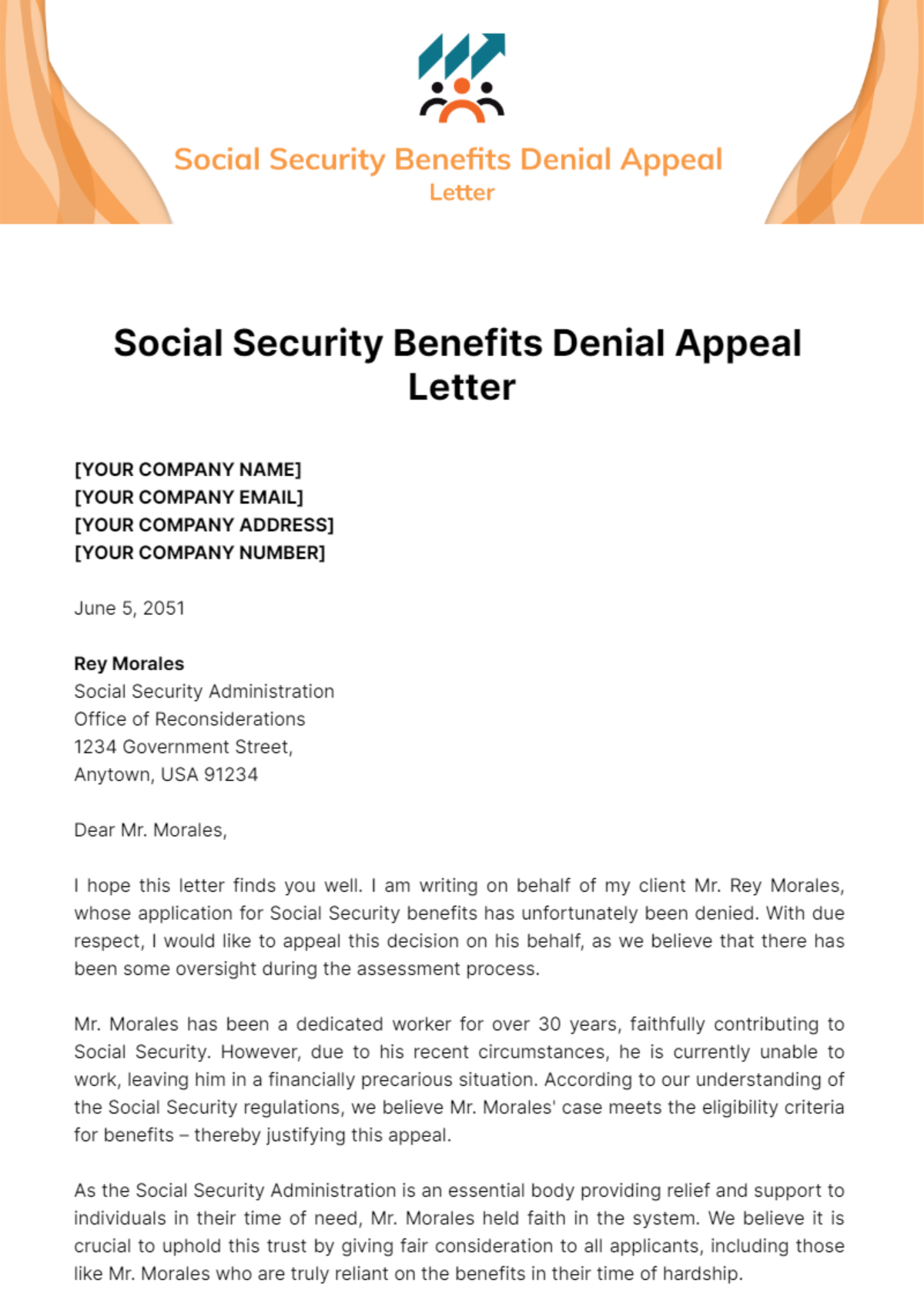 Social Security Benefits Denial Appeal Letter Template - Edit Online & Download