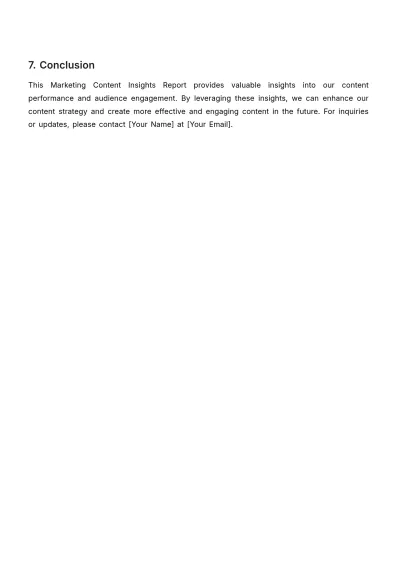Free Marketing Content Insights Report Template to Edit Online