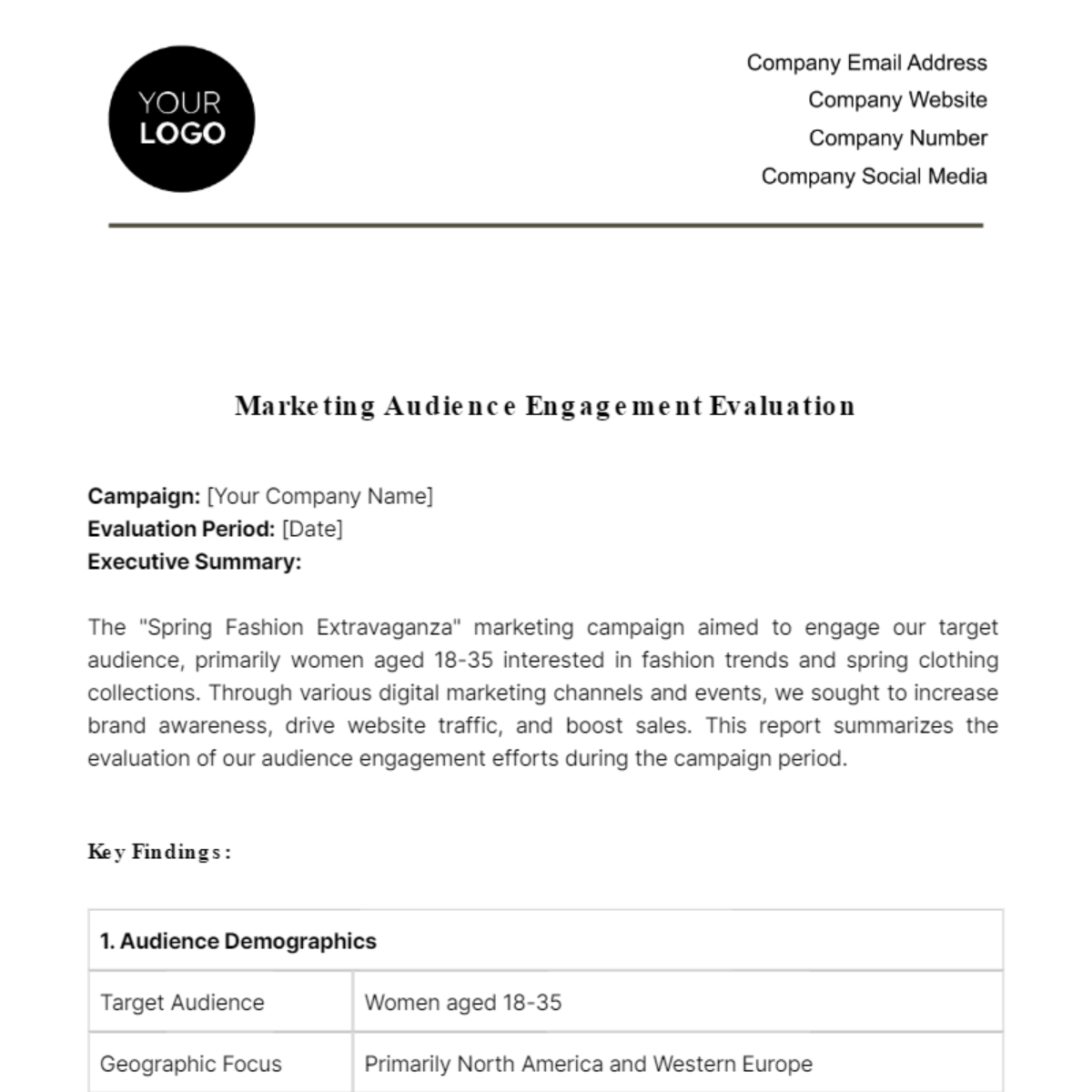 Marketing Audience Engagement Evaluation Template