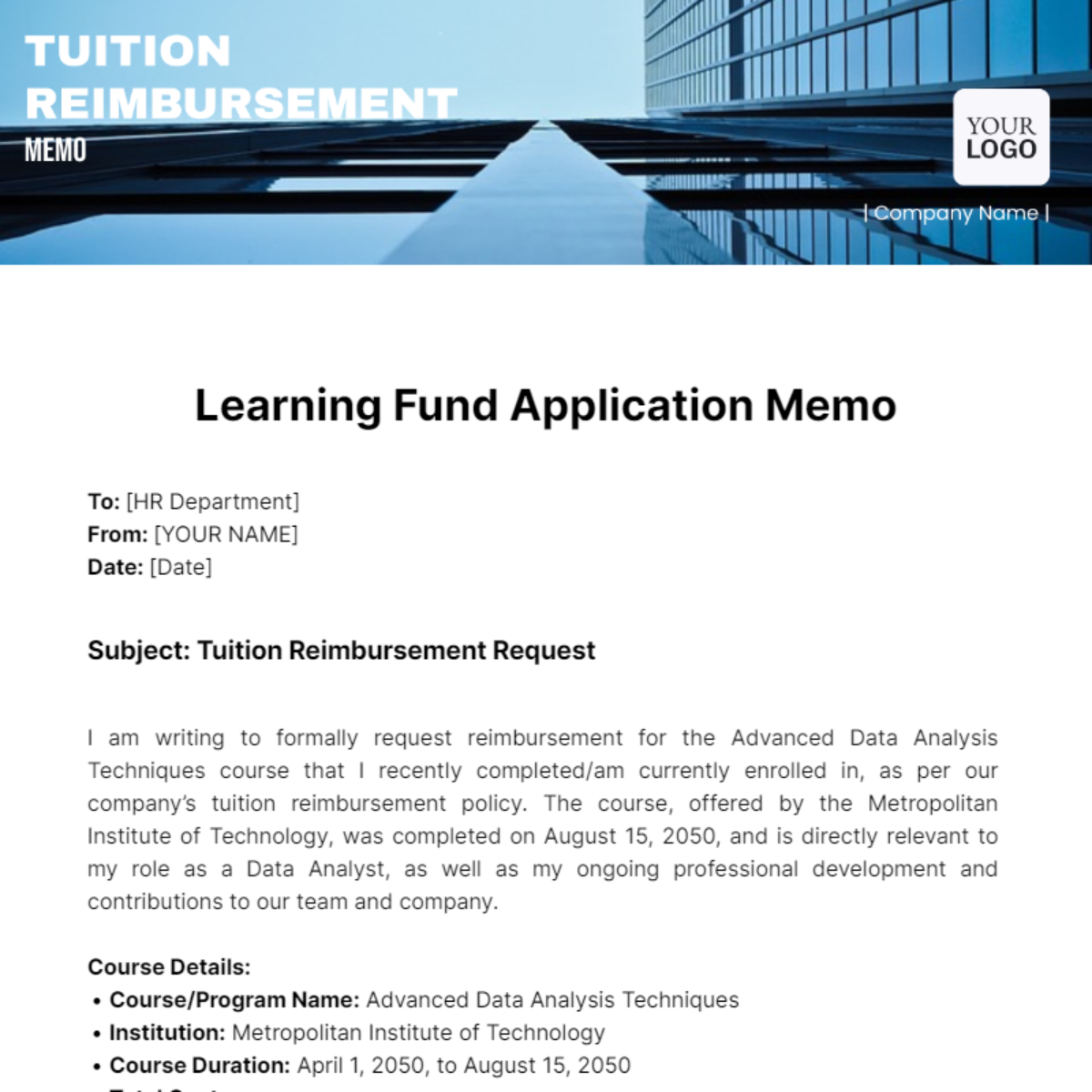 Tuition Reimbursement Memo Template