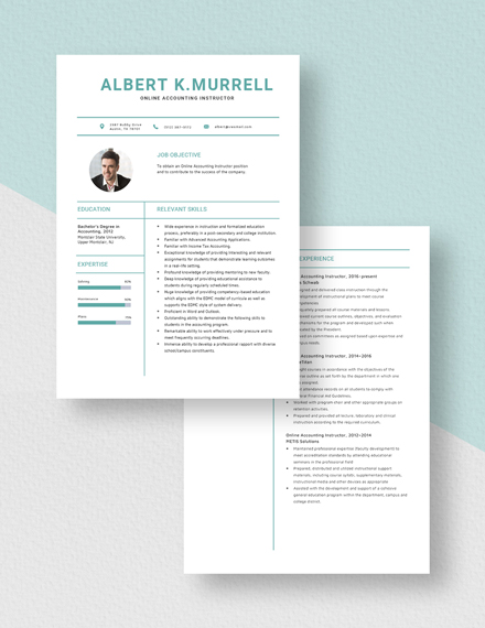 Online Accounting Instructor Resume  Download
