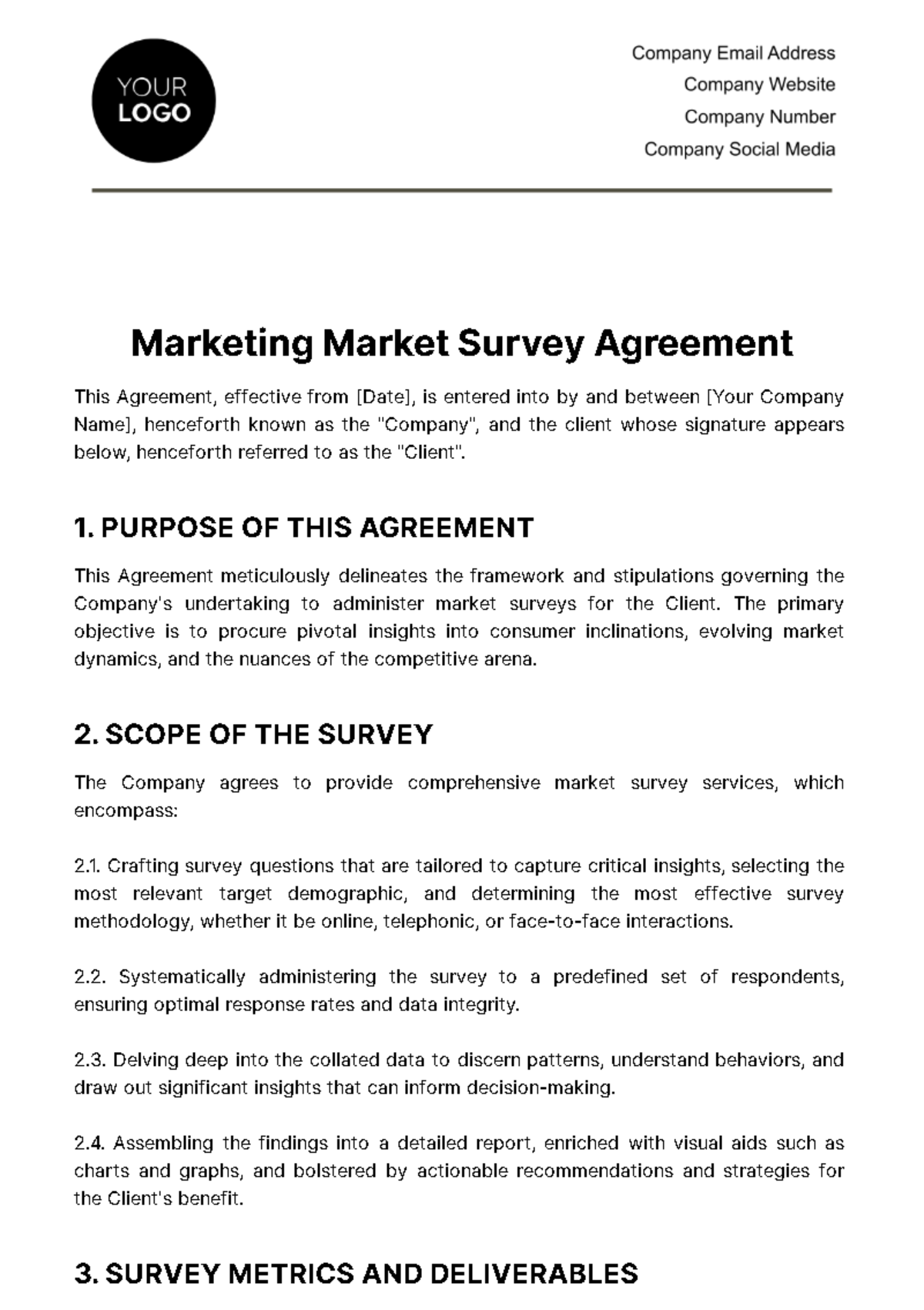 Free Marketing Market Survey Agreement Template
