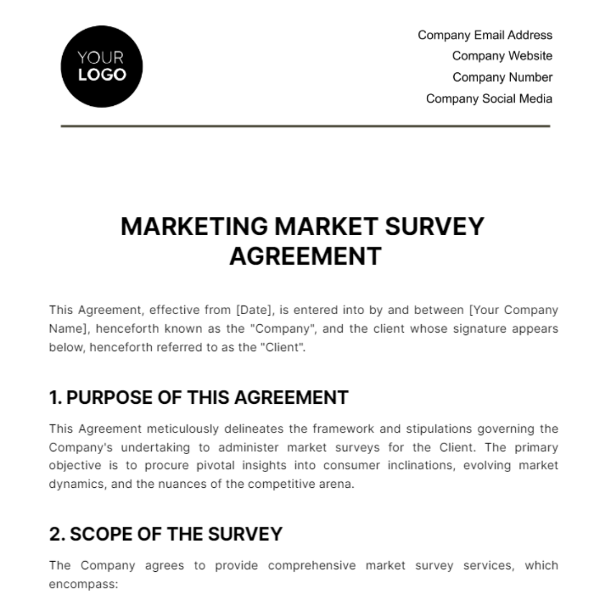 Marketing Market Survey Agreement Template