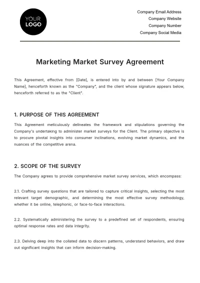 Free Marketing Market Survey Agreement Template to Edit Online