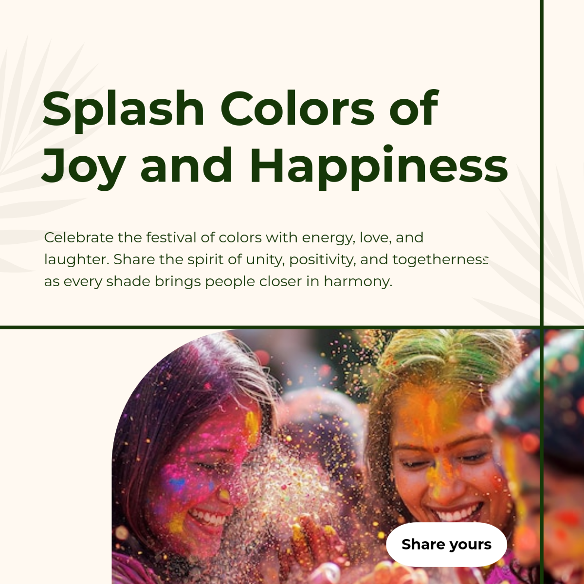 Free Holi WhatsApp Post Template to Edit Online