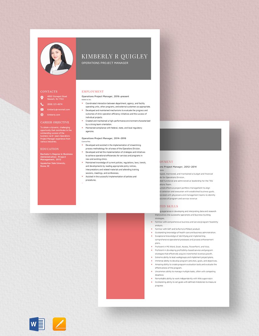 Operations Project Manager Resume