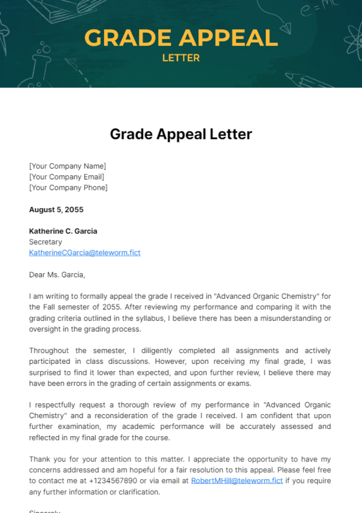 Free Grade Appeal Letter Template - Edit Online & Download | Template.net