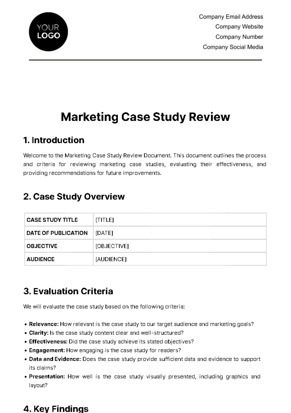 Free Marketing Case Study Review Template