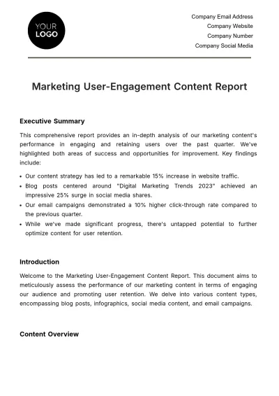 Free Marketing User-Engagement Content Report Template to Edit Online