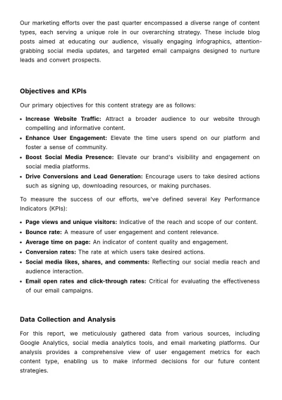 Free Marketing User-Engagement Content Report Template to Edit Online
