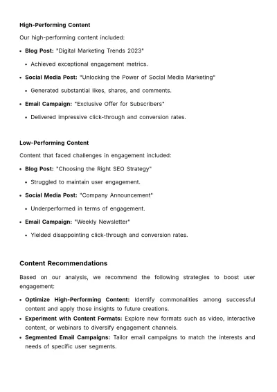 Free Marketing User-Engagement Content Report Template to Edit Online