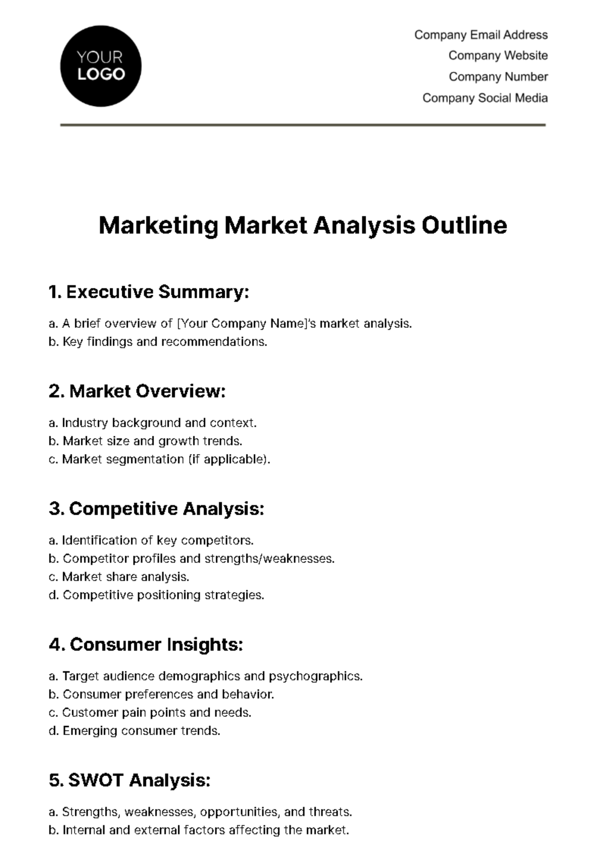 Marketing Market Analysis Outline Template