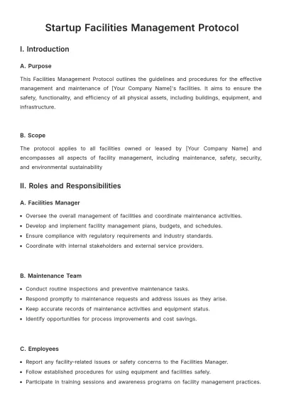 Free Startup Facilities Management Protocol Template to Edit Online