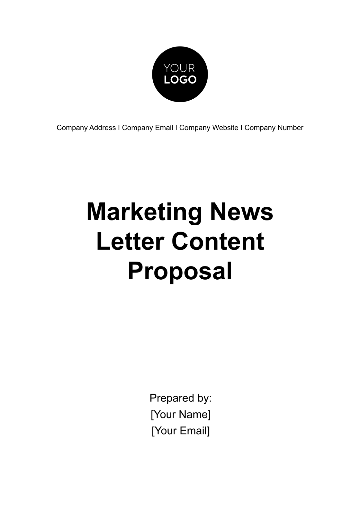 Marketing Newsletter Content Proposal Template