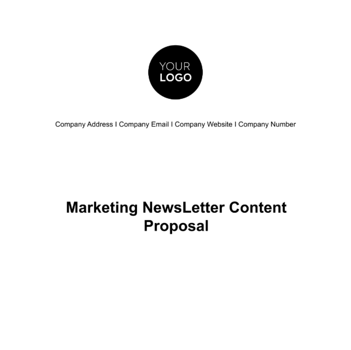 Marketing Newsletter Content Proposal Template