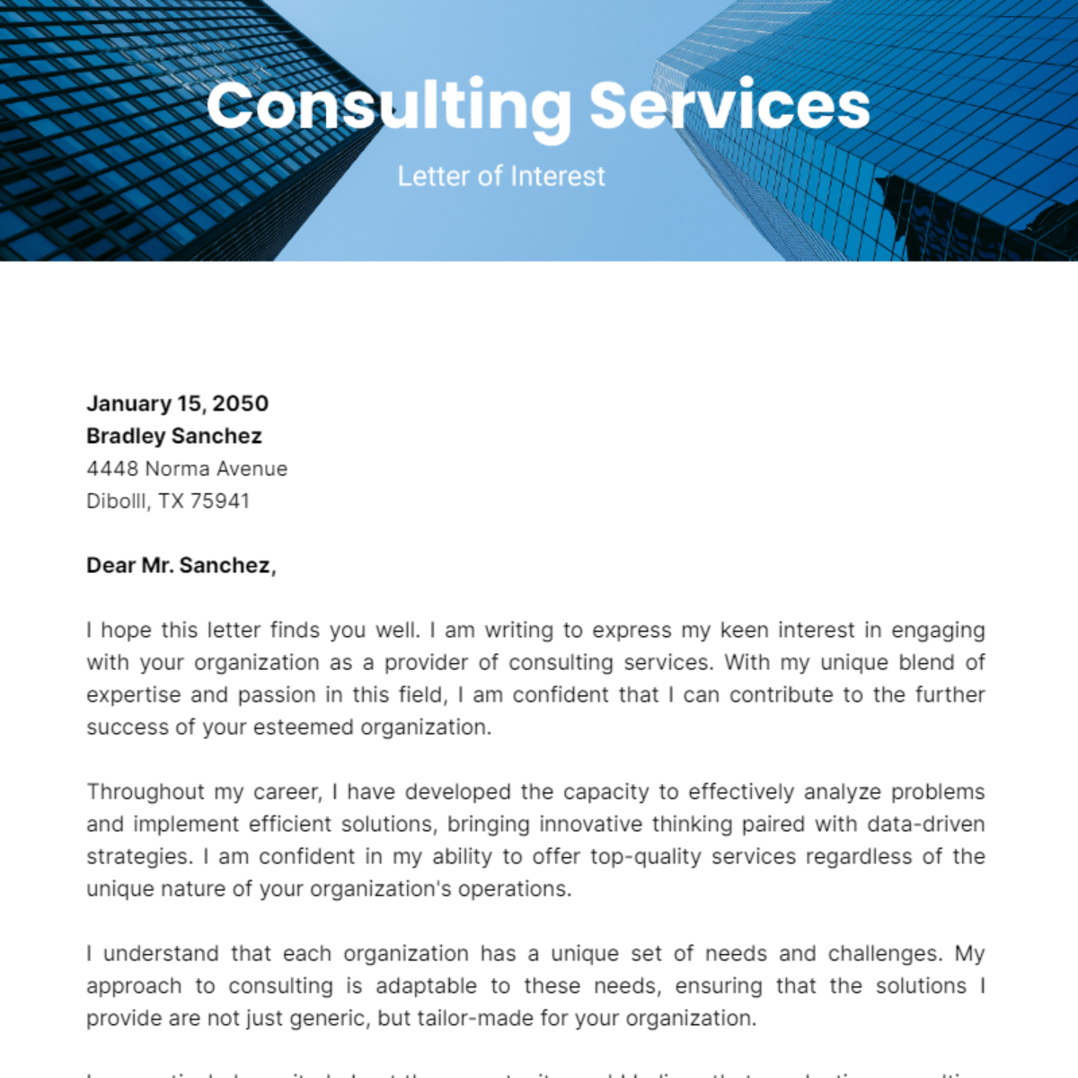 Consulting Services Letter of Interest Template