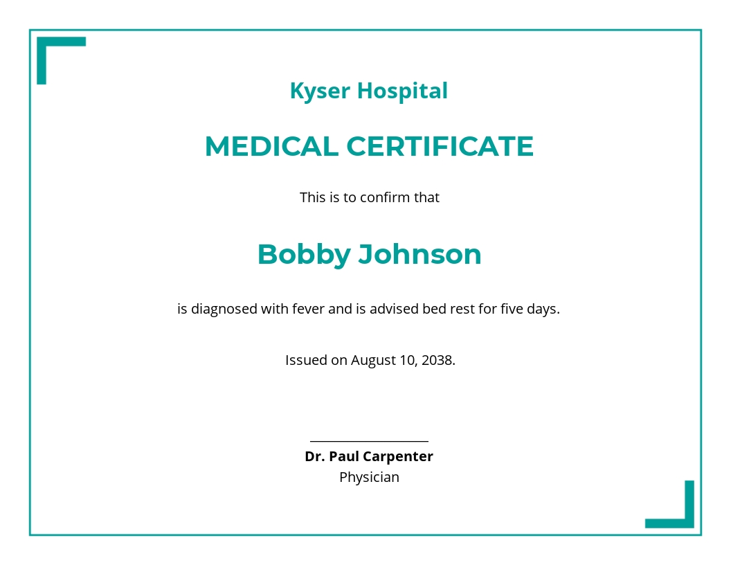 Medical Certificate for Sick Leave Template - Google Docs, Illustrator, InDesign, Word, Apple Pages, PSD, Publisher