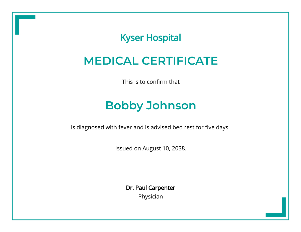 Medical Certificate for Sick Leave Template