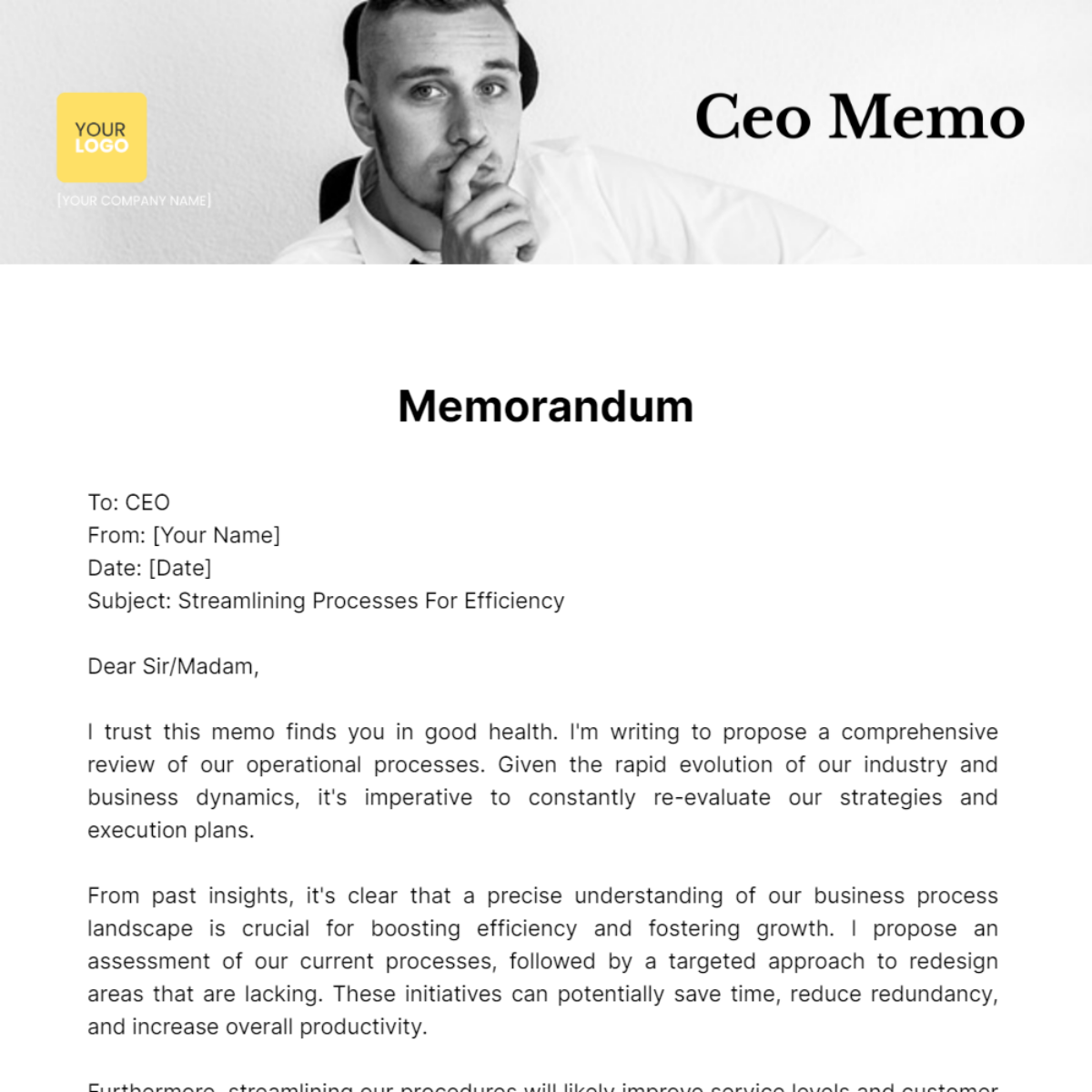 Memo Template To CEO