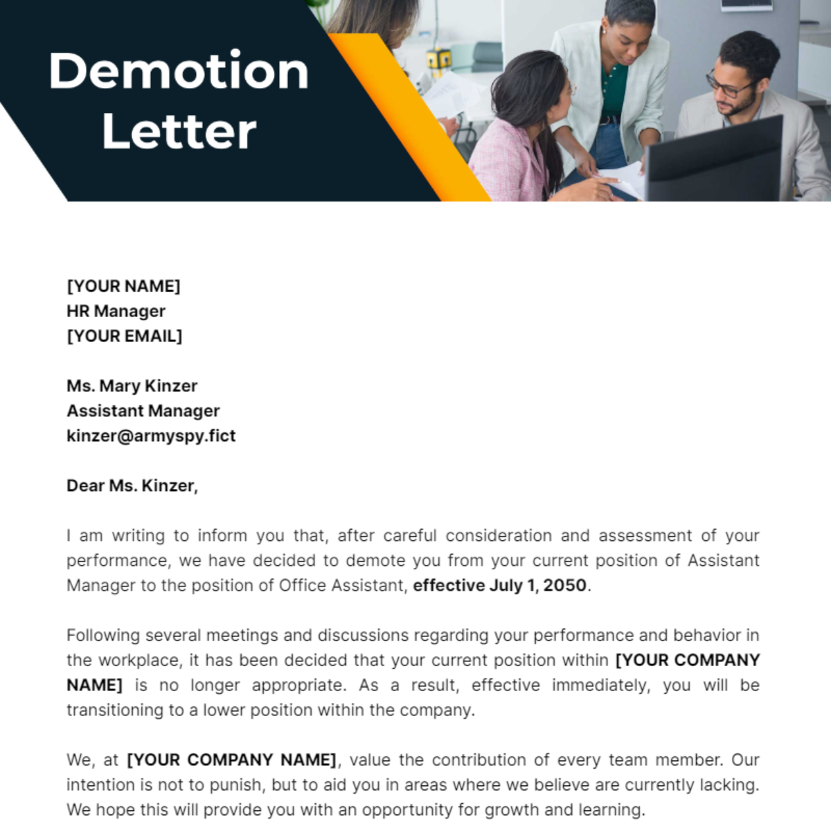Demotion Letter Template