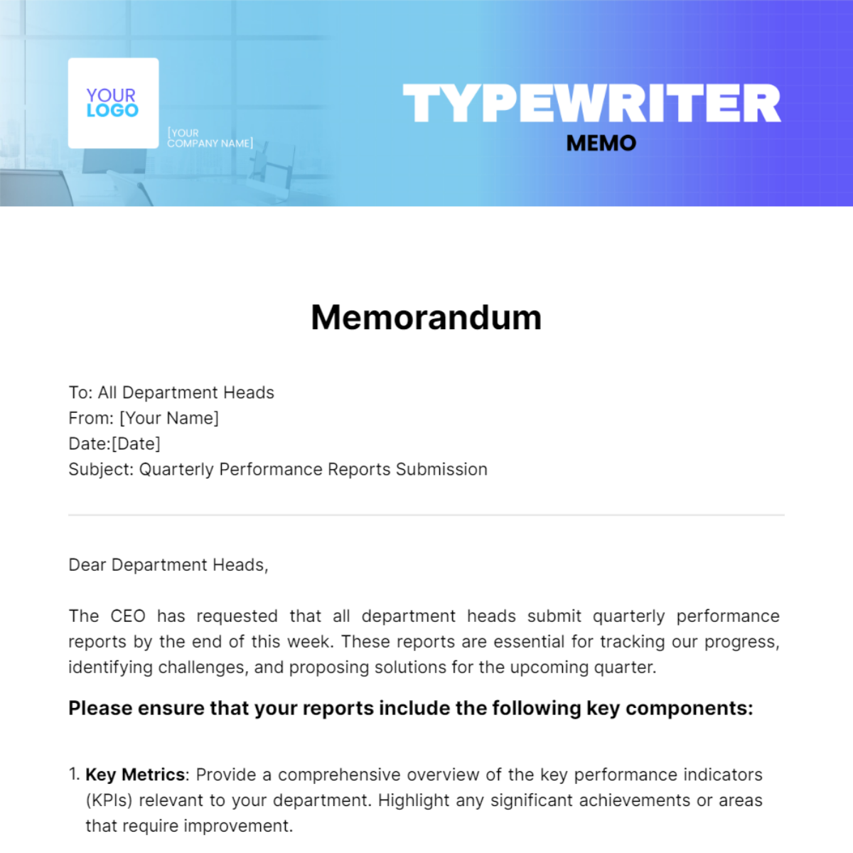 Typewriter Memo Template