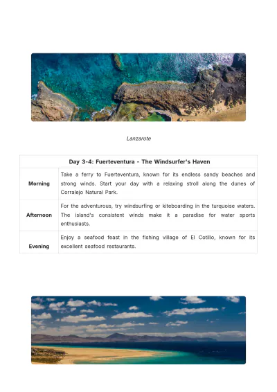 Free Canary Island Hopping Itinerary Template to Edit Online