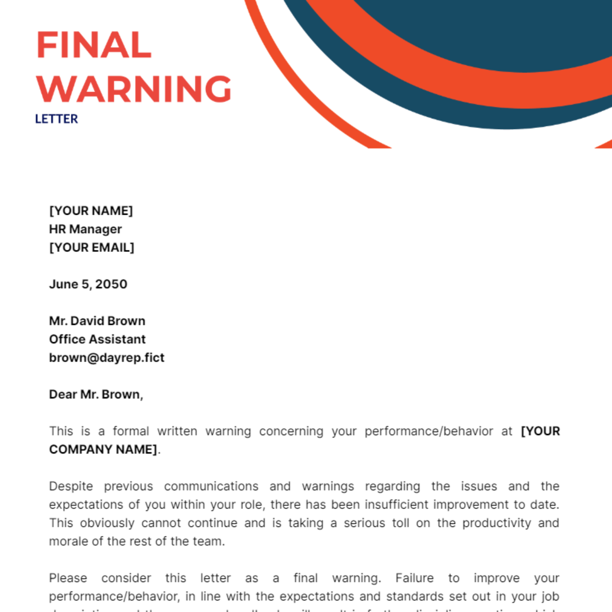 Final Warning Letter Template