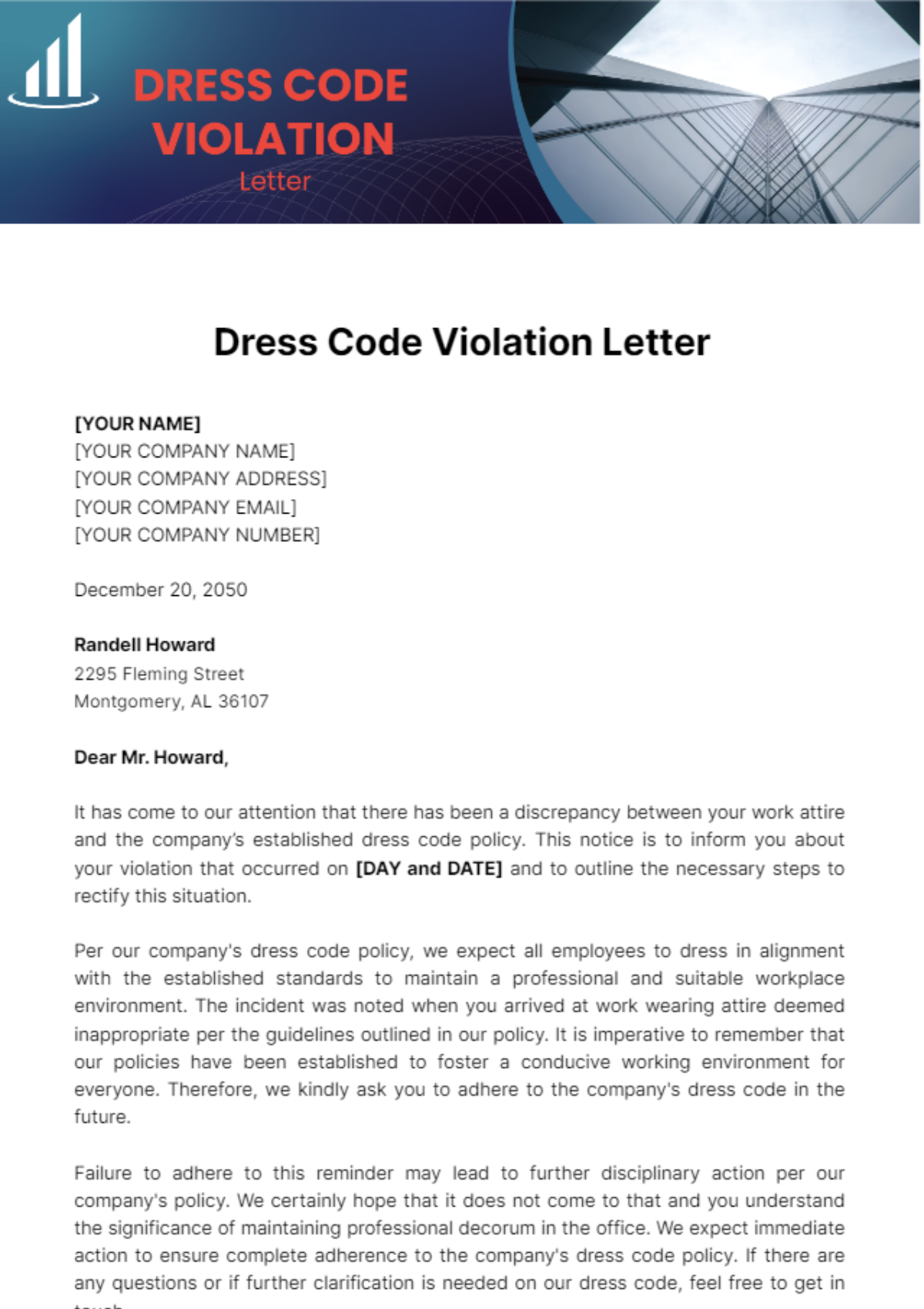 Dress Code Violation Letter Template Edit Online & Download Example