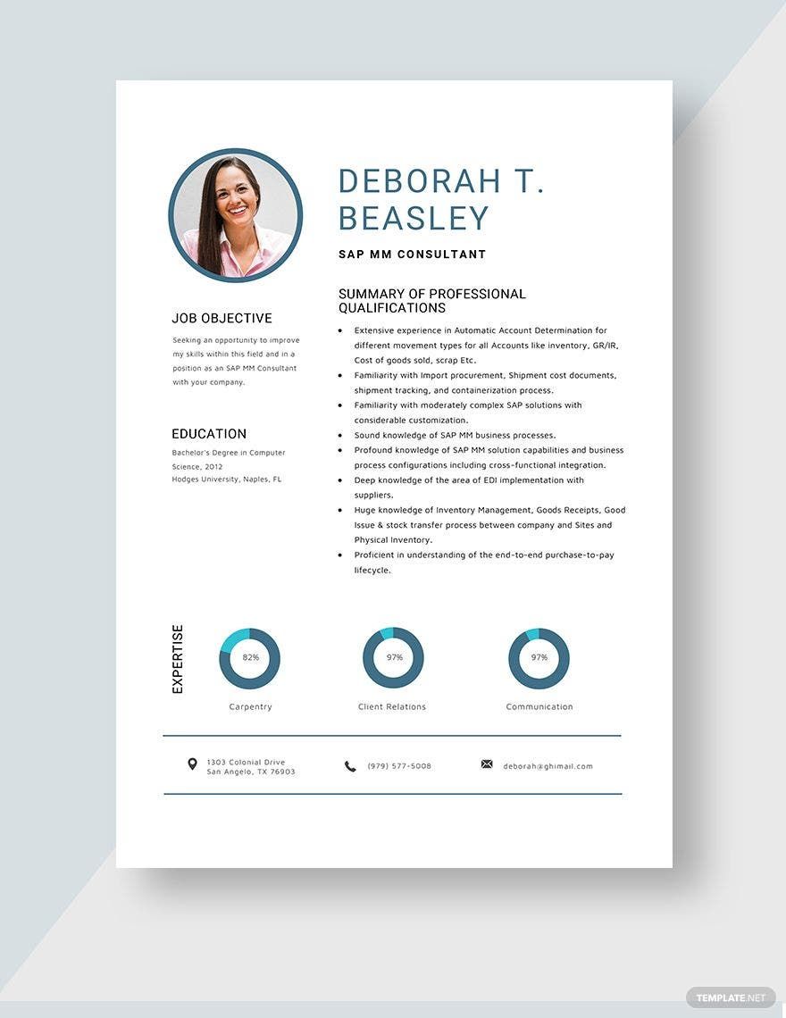 SAP MM Consultant Resume Template