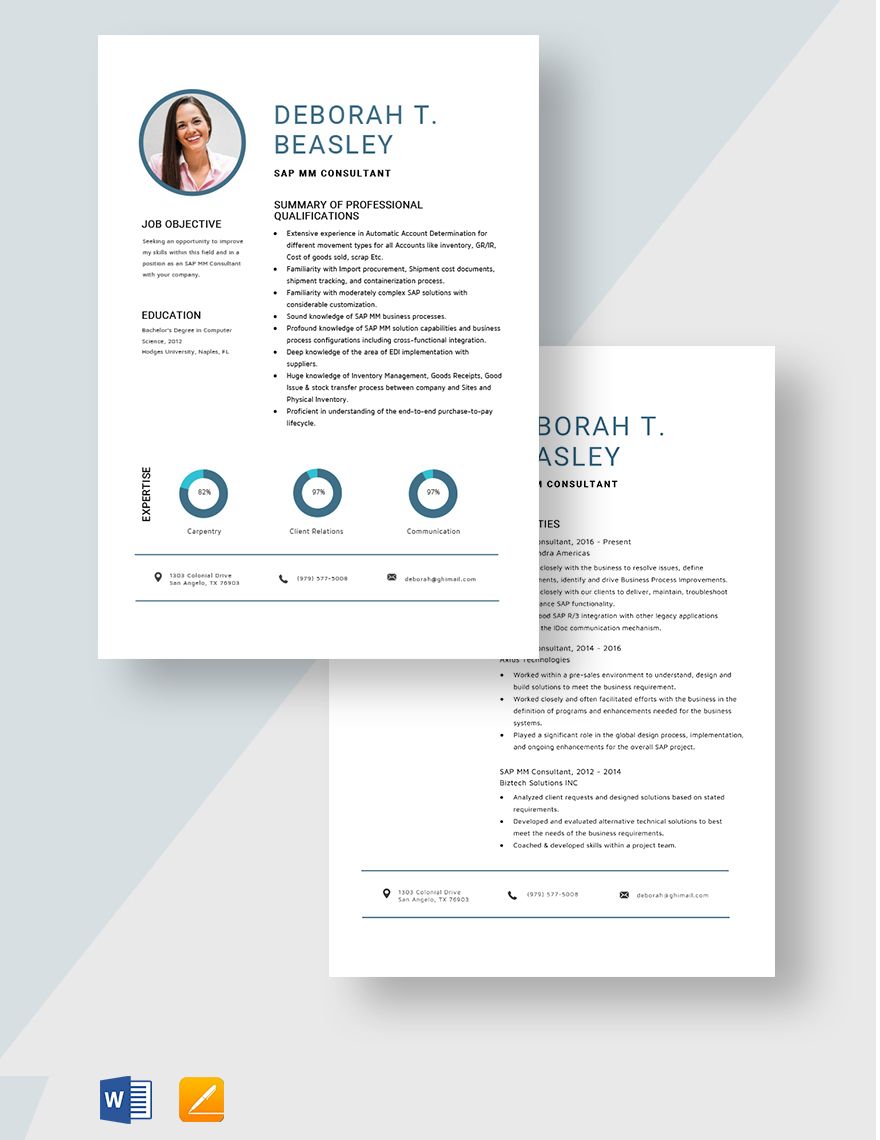 SAP MM Consultant Resume Template