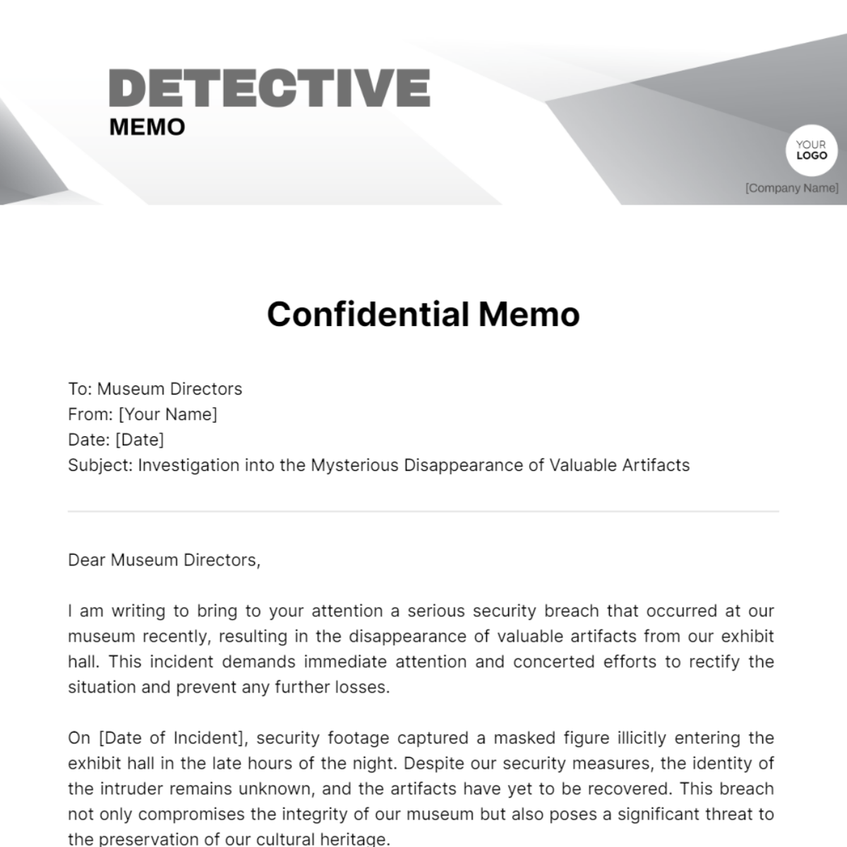 Detective Memo Template