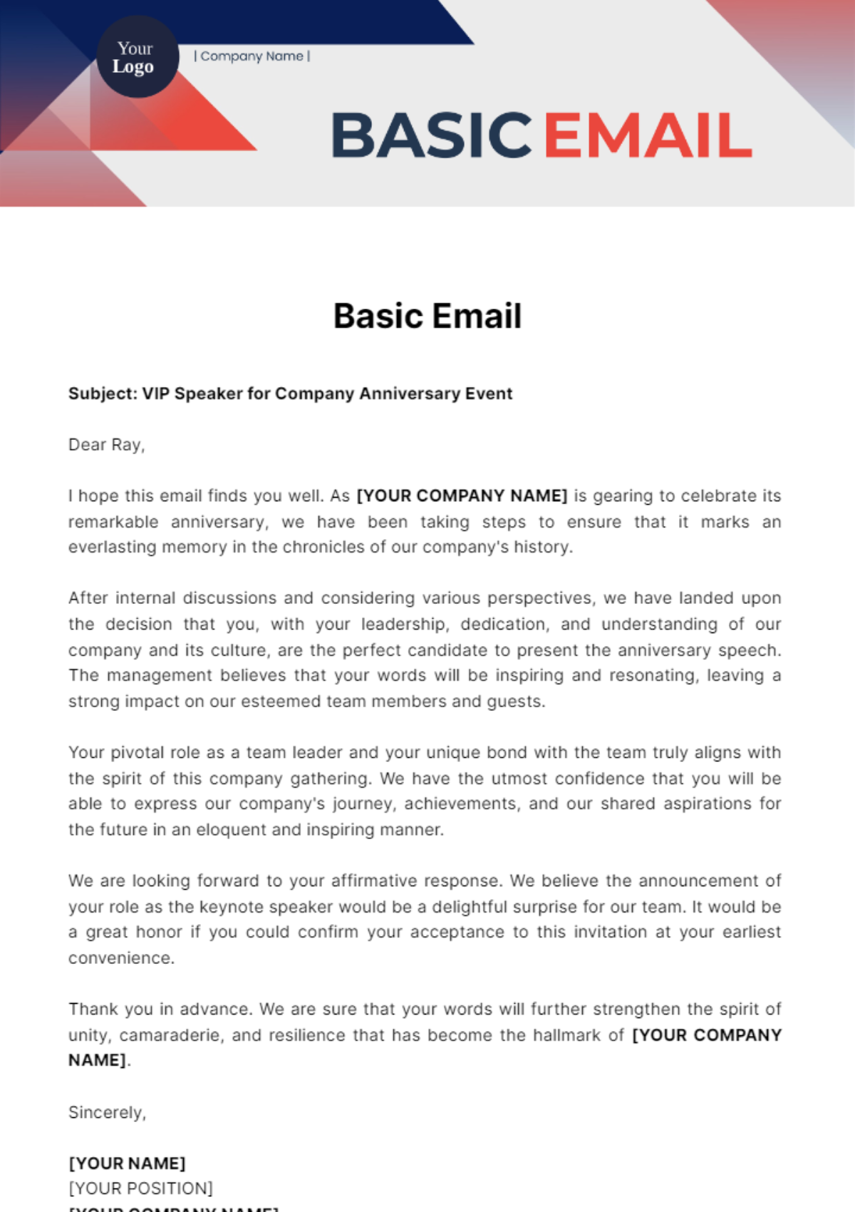 Basic Email Template - Edit Online & Download