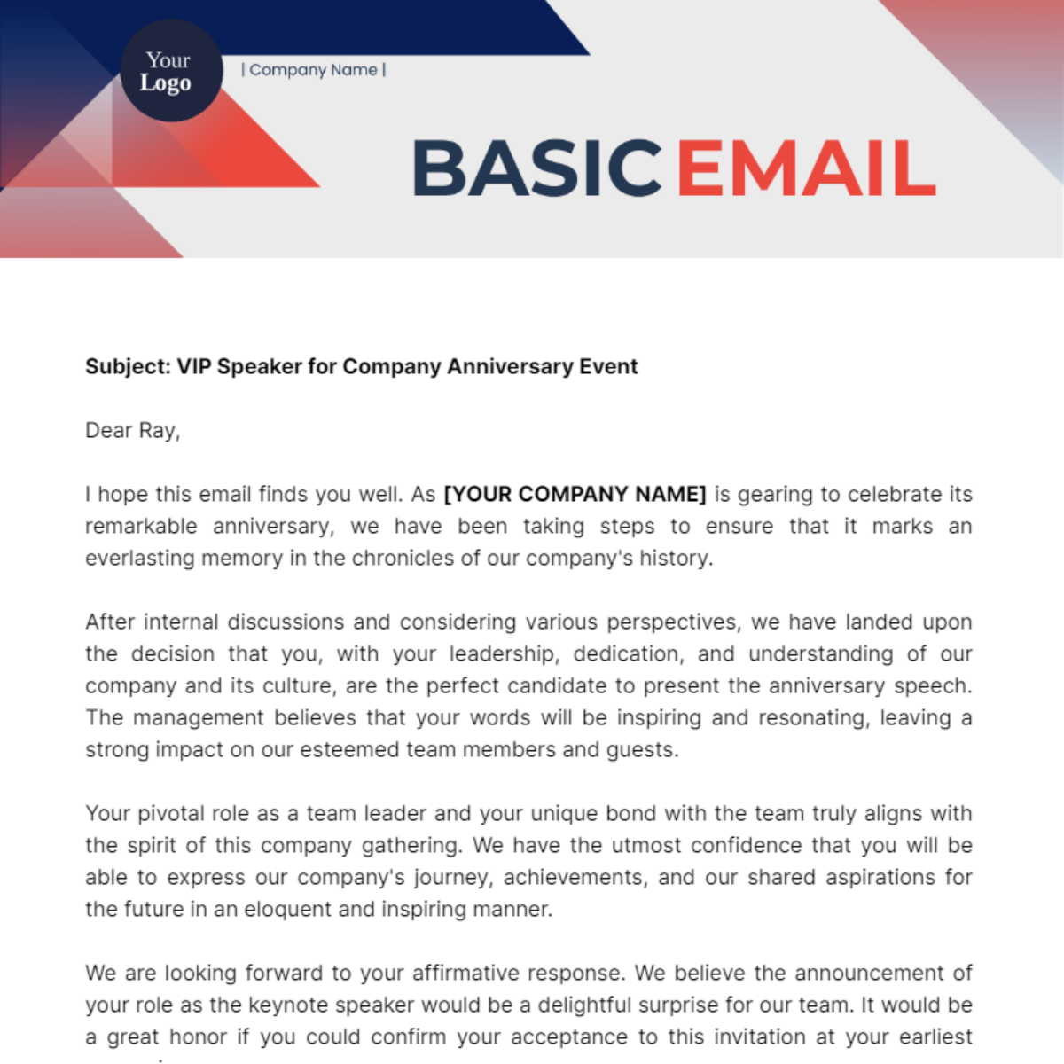 Basic Email Template - Edit Online & Download