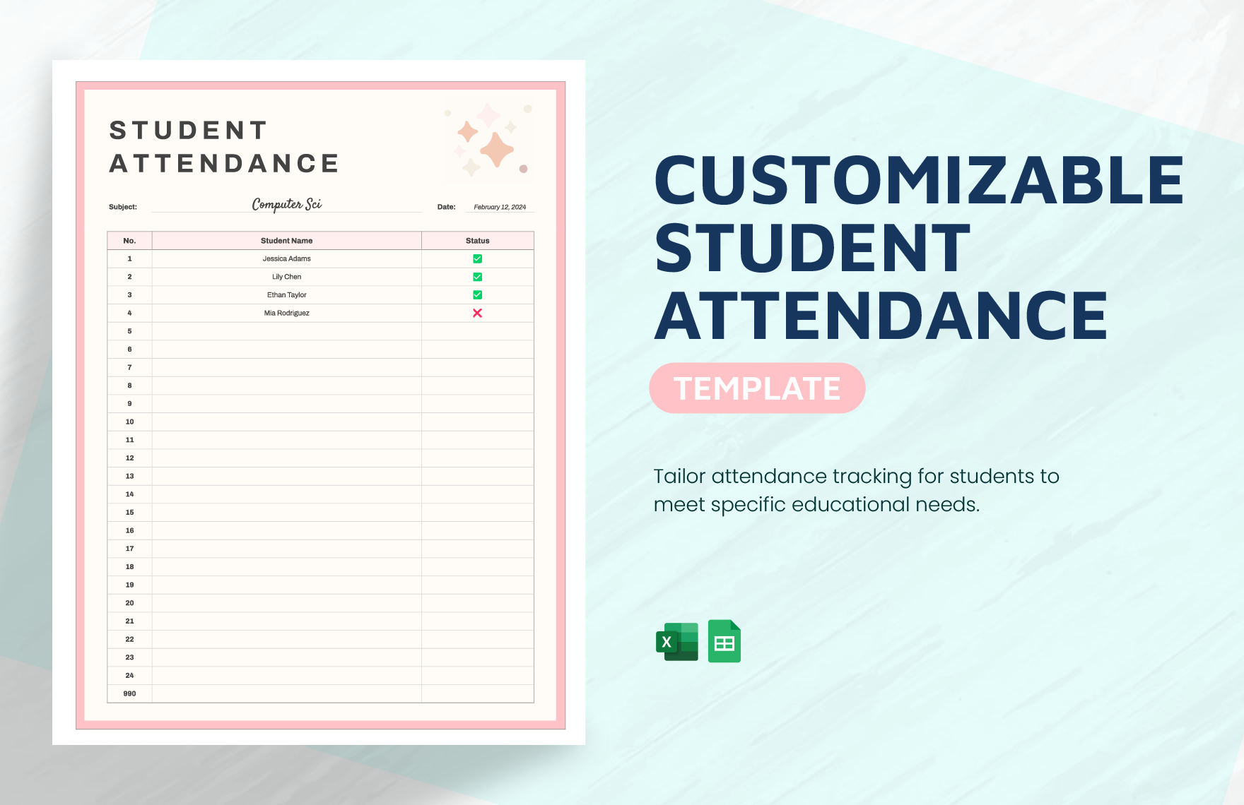 Customizable Student Attendance Template
