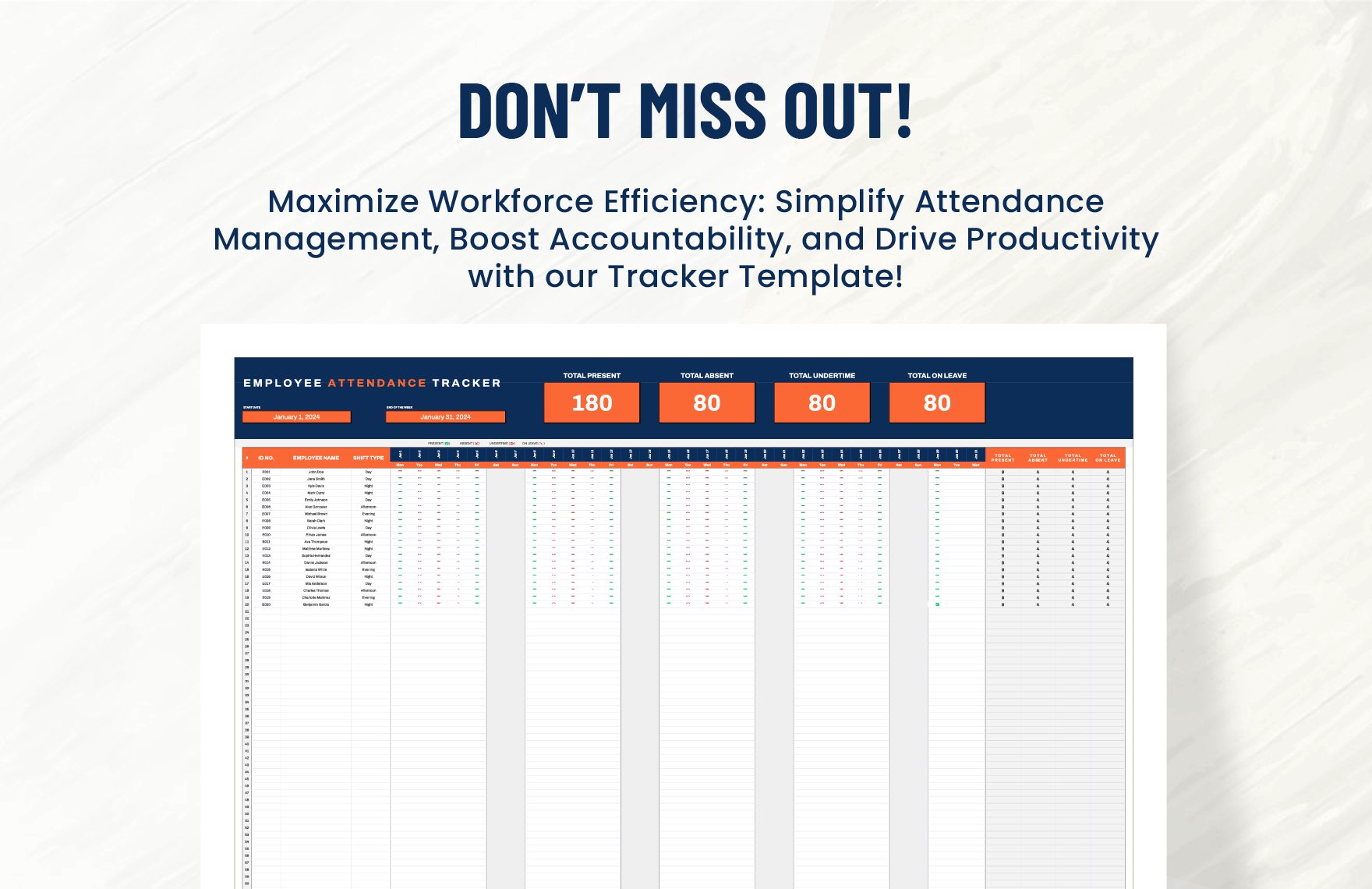 Employee Attendance Tracker Template