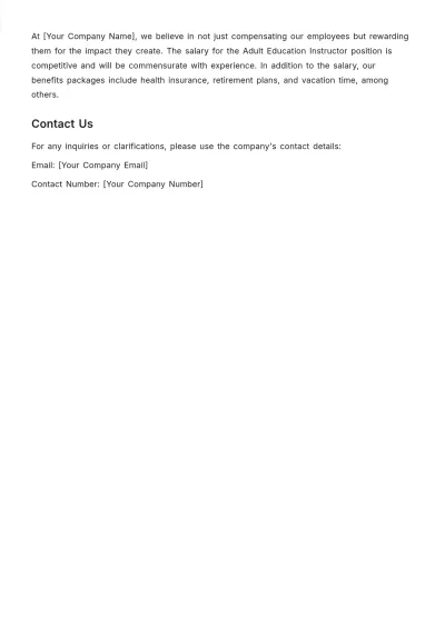 Free Adult Education Instructor Job Description Template to Edit Online