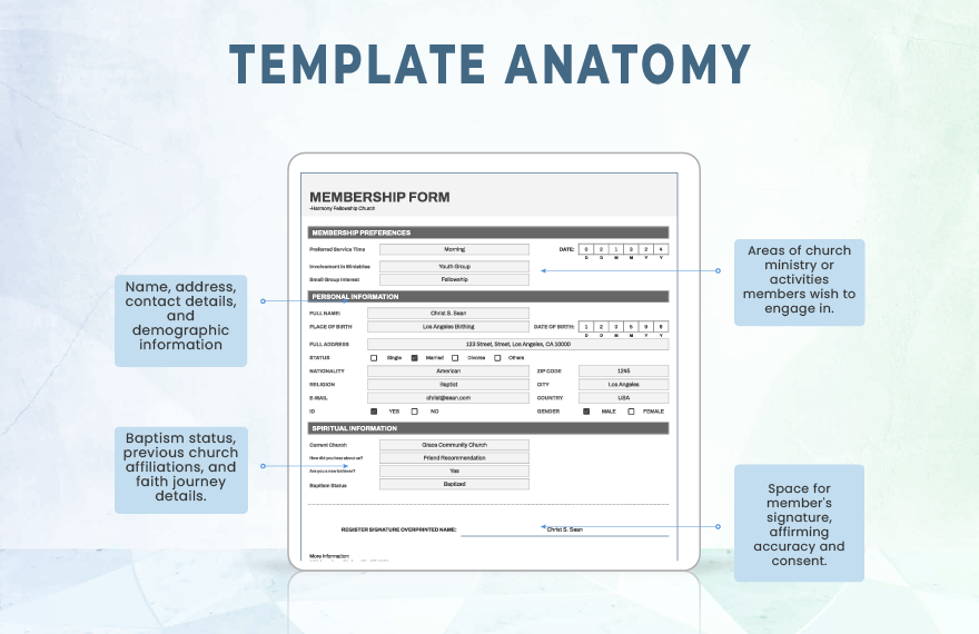 Church Membership Form Template