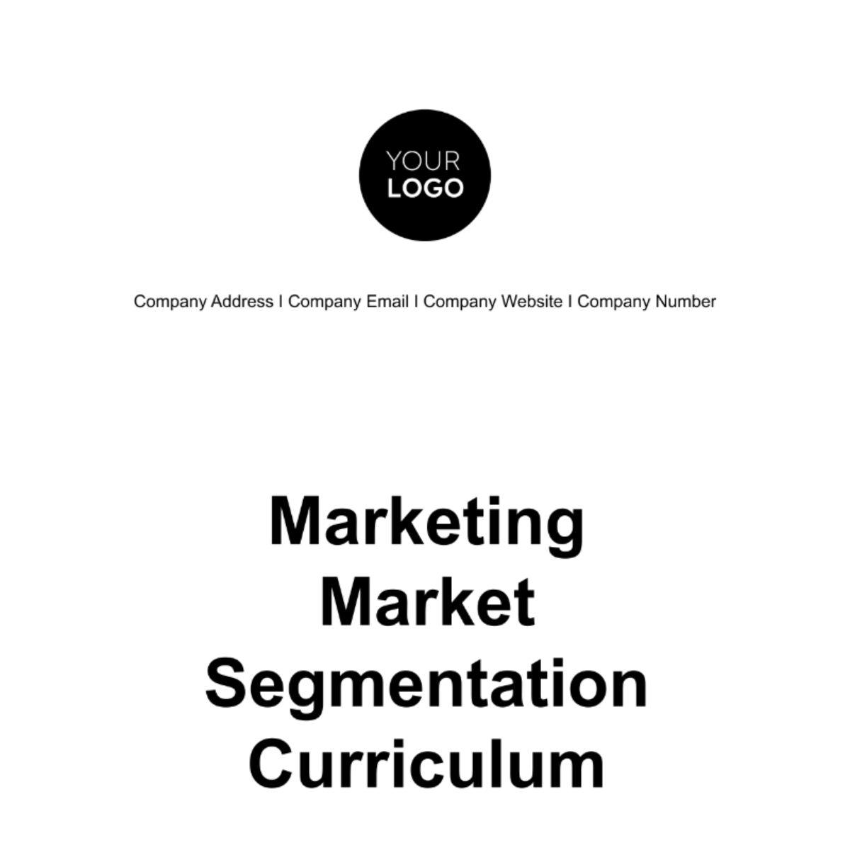 Marketing Market Segmentation Curriculum Template