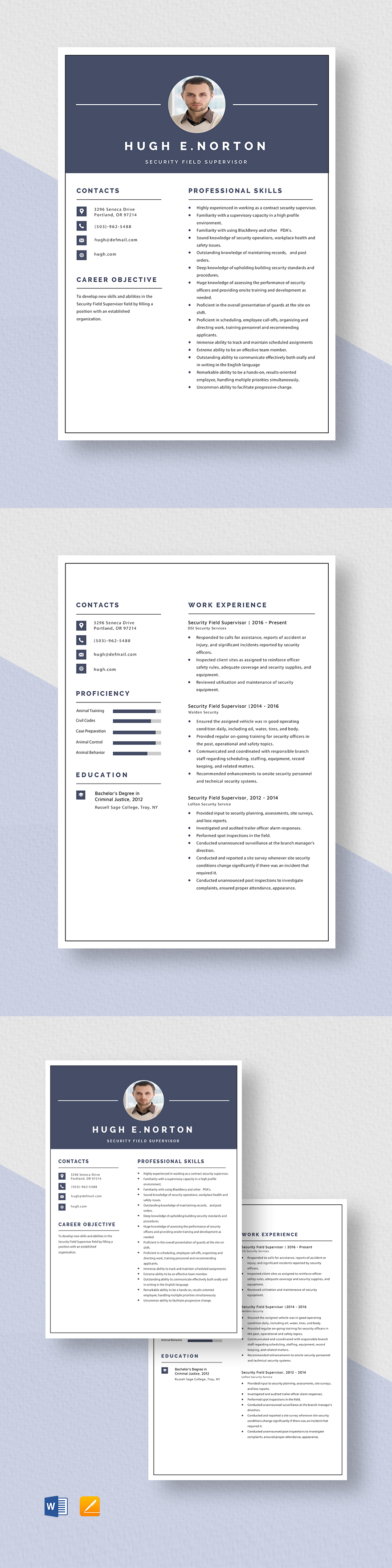 free-security-field-supervisor-resume-template-word-apple-pages