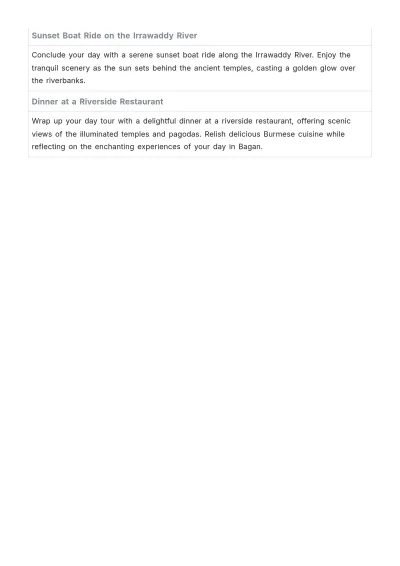 Free Bagan Itinerary Template to Edit Online