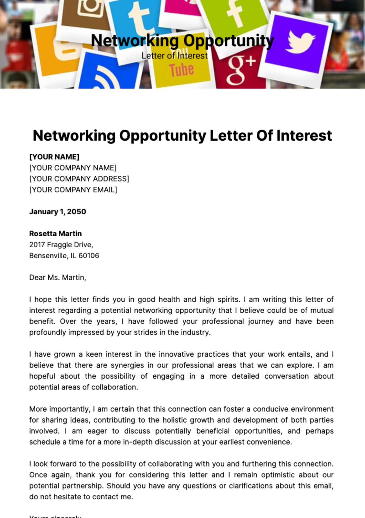 Networking Opportunity Letter of Interest Template
